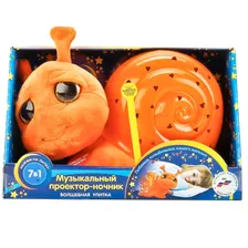 Мягкая игрушка проектор-ночник "Улитка" свет/звук, 7 колыбельных Мульти-пульти PA66964-RU