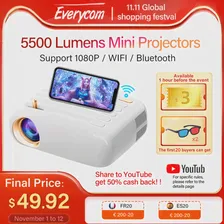 Everycom T3 «умный» ТВ-проектор для домашнего кинотеатра, портативные мини-проекторы, экран с поддержкой 1080P, лучевой проектор с Wi-Fi (art.: 3920bbc16a0df)