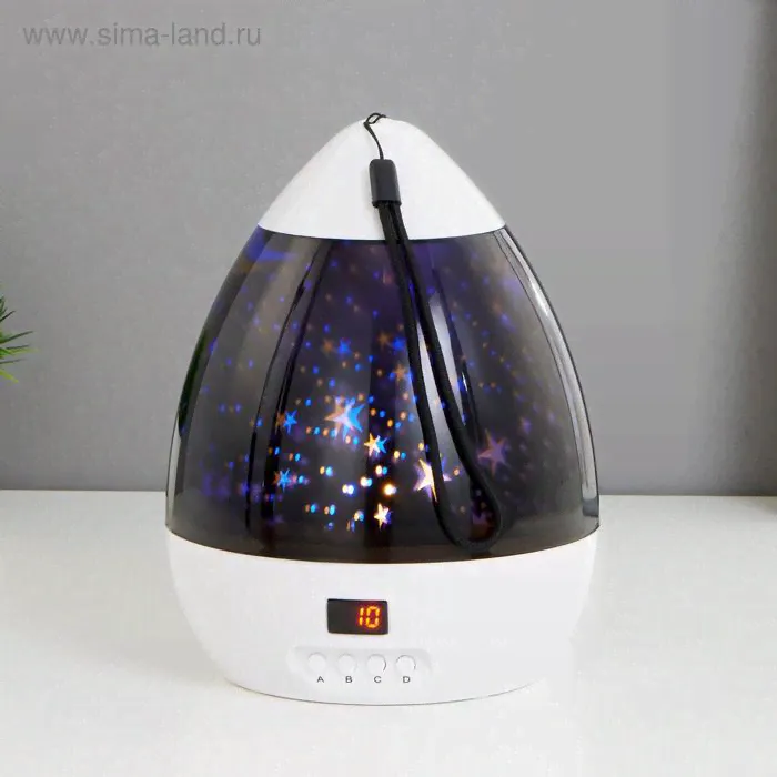 Ночник-проектор 16093/1 LED USB от батареек 4ААА бело-черный 14х14х11 см